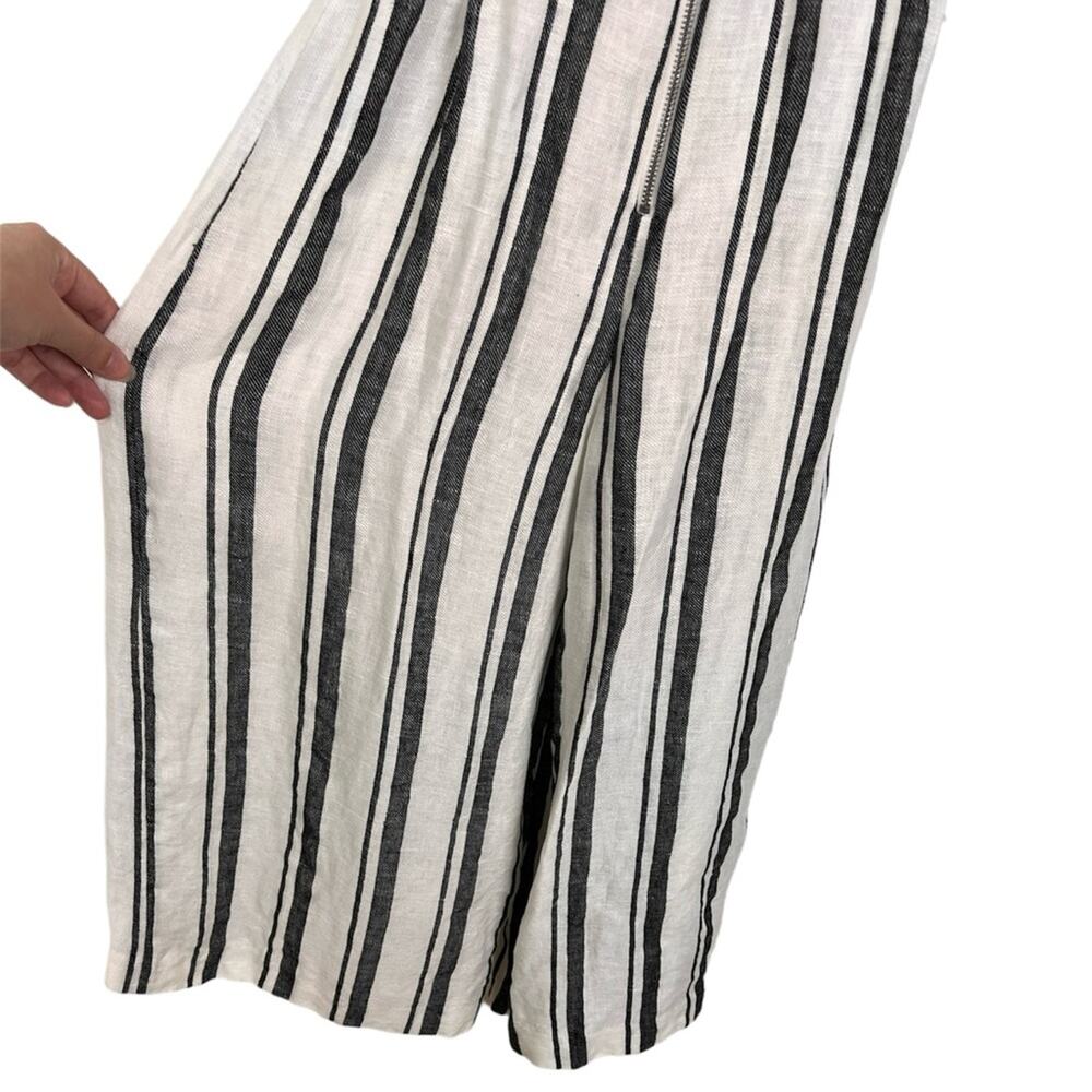 Alice + Olivia Franny Linen Gaucho Striped Jumpsuit 0 XS Belted European Summer - Picture 6 of 9